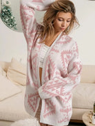 BiBi Boho Breeze Aztec Pattern Open Front Cardigan-Women's Shirts & Tops-Shop Z & Joxa