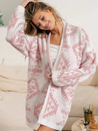BiBi Boho Breeze Aztec Pattern Open Front Cardigan-Women's Shirts & Tops-Shop Z & Joxa