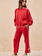 BiBi Bowside Beauty Side Lined Bow Fleece Sweatpants-Women's Pants-Shop Z & Joxa