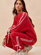 BiBi Bowside Beauty Side Lined Bow Fleece Sweatpants-Women's Pants-Shop Z & Joxa