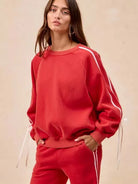 BiBi Bowside Beauty Side Lined Bow Sleeves Fleece Sweatshirt-Women's Shirts & Tops-Shop Z & Joxa