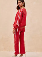 BiBi Bowside Beauty Side Lined Bow Sleeves Fleece Sweatshirt-Women's Shirts & Tops-Shop Z & Joxa