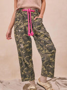 BiBi Camo Crush Braided Belt Patch Pockets Camo Print Pants-Women's Pants-Shop Z & Joxa