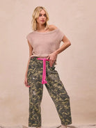 BiBi Camo Crush Braided Belt Patch Pockets Camo Print Pants-Women's Pants-Shop Z & Joxa
