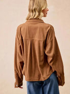 BiBi Caramel Crush Corduroy Shacket with Back Pleat-Coats & Jackets-Shop Z & Joxa