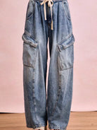 BiBi Cargo Cutie Baggy Barrel Jeans With Cargo Pockets-Women's Pants-Shop Z & Joxa