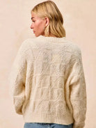 BiBi Checkmate Cozy Ivory Check Pattern Long Sleeve Sweater-Women's Shirts & Tops-Shop Z & Joxa