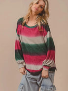 BiBi Color Rush Striped Gradation Print Knit Top-Women's Shirts & Tops-Shop Z & Joxa