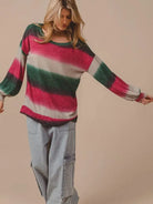 BiBi Color Rush Striped Gradation Print Knit Top-Women's Shirts & Tops-Shop Z & Joxa