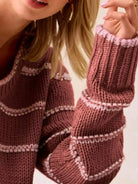BiBi Cozy Lineup Striped Long Sleeve Knit Sweater-Women's Shirts & Tops-Shop Z & Joxa