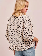 BiBi Dot Darling Polka Dot Ruffle Hem Peplum Top-Women's Shirts & Tops-Shop Z & Joxa