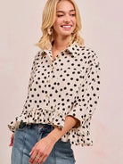 BiBi Dot Darling Polka Dot Ruffle Hem Peplum Top-Women's Shirts & Tops-Shop Z & Joxa