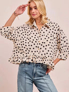 BiBi Dot Darling Polka Dot Ruffle Hem Peplum Top-Women's Shirts & Tops-Shop Z & Joxa