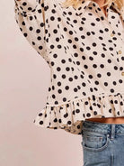 BiBi Dot Darling Polka Dot Ruffle Hem Peplum Top-Women's Shirts & Tops-Shop Z & Joxa