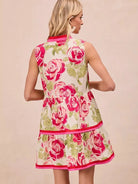 BiBi Flirty Florals Contrast Edge Tiered Ruffle Mini Dress-Women's Dresses-Shop Z & Joxa