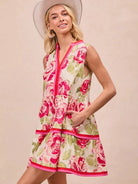 BiBi Flirty Florals Contrast Edge Tiered Ruffle Mini Dress-Women's Dresses-Shop Z & Joxa