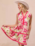 BiBi Flirty Florals Contrast Edge Tiered Ruffle Mini Dress-Women's Dresses-Shop Z & Joxa