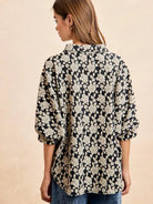 BiBi Floral Jacquard Short Dolman Sleeves Shirt-Women's Shirts & Tops-Shop Z & Joxa