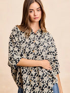 BiBi Floral Jacquard Short Dolman Sleeves Shirt-Women's Shirts & Tops-Shop Z & Joxa