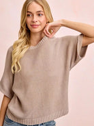 BiBi In the Mood for Mocha Short Dolman Sleeves Knit Top-Women's Shirts & Tops-Shop Z & Joxa