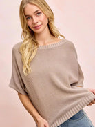 BiBi In the Mood for Mocha Short Dolman Sleeves Knit Top-Women's Shirts & Tops-Shop Z & Joxa