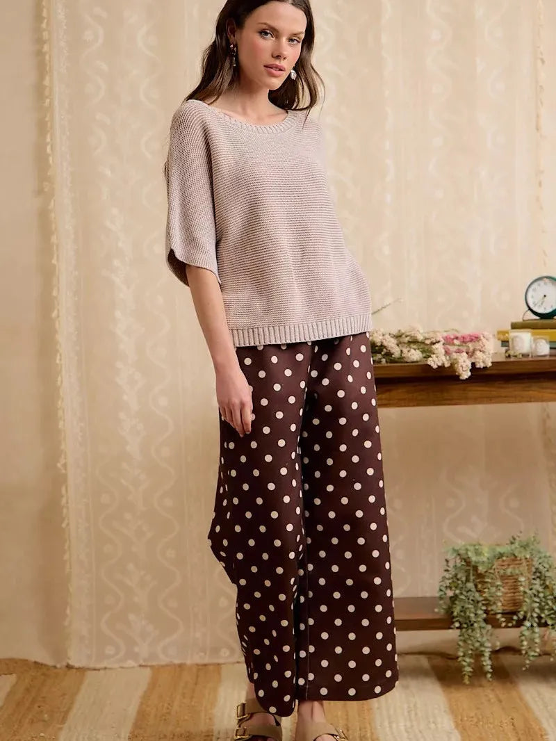 BiBi In the Mood for Mocha Short Dolman Sleeves Knit Top-Women's Shirts & Tops-Shop Z & Joxa