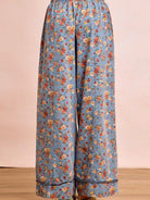 BiBi Indigo Florals Printed Drawstring Wide Denim Pants-Women's Jeans-Shop Z & Joxa