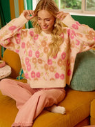 BiBi Ivory Blossom Towel Texture Floral Pattern Sweater-Women's Shirts & Tops-Shop Z & Joxa
