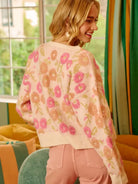 BiBi Ivory Blossom Towel Texture Floral Pattern Sweater-Women's Shirts & Tops-Shop Z & Joxa