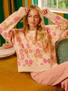 BiBi Ivory Blossom Towel Texture Floral Pattern Sweater-Women's Shirts & Tops-Shop Z & Joxa