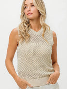 BiBi Knitted Pearl Sleeveless Pearl Knit Sweater Top-Women's Shirts & Tops-Shop Z & Joxa