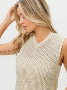 BiBi Knitted Pearl Sleeveless Pearl Knit Sweater Top-Women's Shirts & Tops-Shop Z & Joxa