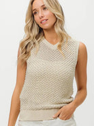 BiBi Knitted Pearl Sleeveless Pearl Knit Sweater Top-Women's Shirts & Tops-Shop Z & Joxa