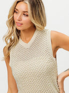 BiBi Knitted Pearl Sleeveless Pearl Knit Sweater Top-Women's Shirts & Tops-Shop Z & Joxa