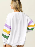 BiBi Mardi Gras Mood Sequin Striped Round Neck Sweatshirt-Women's Shirts & Tops-Shop Z & Joxa