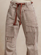 BiBi Mocha Stripes Drawstring Twill Barrel Pants-Women's Pants-Shop Z & Joxa