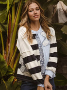 BiBi Patchwork Pulse Striped Floral Long Sleeve Sweatshirt-Women's Shirts & Tops-Shop Z & Joxa