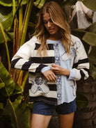 BiBi Patchwork Pulse Striped Floral Long Sleeve Sweatshirt-Women's Shirts & Tops-Shop Z & Joxa