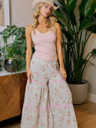 BiBi Rosewater Breeze Printed Gauze Trim Smocked Maxi Pants-Women's Pants-Shop Z & Joxa