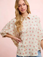 BiBi Rosy and Relaxed Short Sleeve Floral Dolman Blouse Top-Shirts & Tops-Shop Z & Joxa