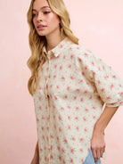 BiBi Rosy and Relaxed Short Sleeve Floral Dolman Blouse Top-Shirts & Tops-Shop Z & Joxa