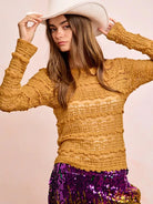 BiBi Ruffle Up Mardi Gras Flower Lace Top in Mustard-Women's Shirts & Tops-Shop Z & Joxa