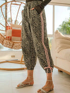 BiBi Run Wild Leopard Joggers With Side Line Drawstrings-Women's Pants-Shop Z & Joxa