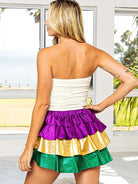 BiBi Turn Up the Shine Color Block Mardi Gras Metallic Skirt-Mini Skirts-Shop Z & Joxa