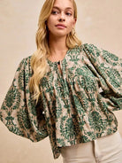 BiBi Twist of Romance Balloon Sleeve Front Tie Blouse-Women's Shirts & Tops-Shop Z & Joxa