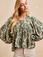 BiBi Twist of Romance Balloon Sleeve Front Tie Blouse-Women's Shirts & Tops-Shop Z & Joxa