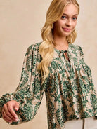 BiBi Twist of Romance Balloon Sleeve Front Tie Blouse-Women's Shirts & Tops-Shop Z & Joxa