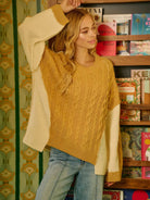 BiBi Uneven Elegance Cable Knit With Hacci Combo Sweater-Women's Shirts & Tops-Shop Z & Joxa