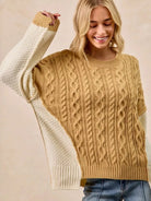 BiBi Uneven Elegance Cable Knit With Hacci Combo Sweater-Women's Shirts & Tops-Shop Z & Joxa