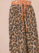 BiBi Wild Ember Leopard Print Contrast Banded Wide Leg Pants-Women's Pants-Shop Z & Joxa